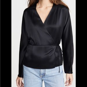 Vince Wrap Silk Tie Blouse in Black size small